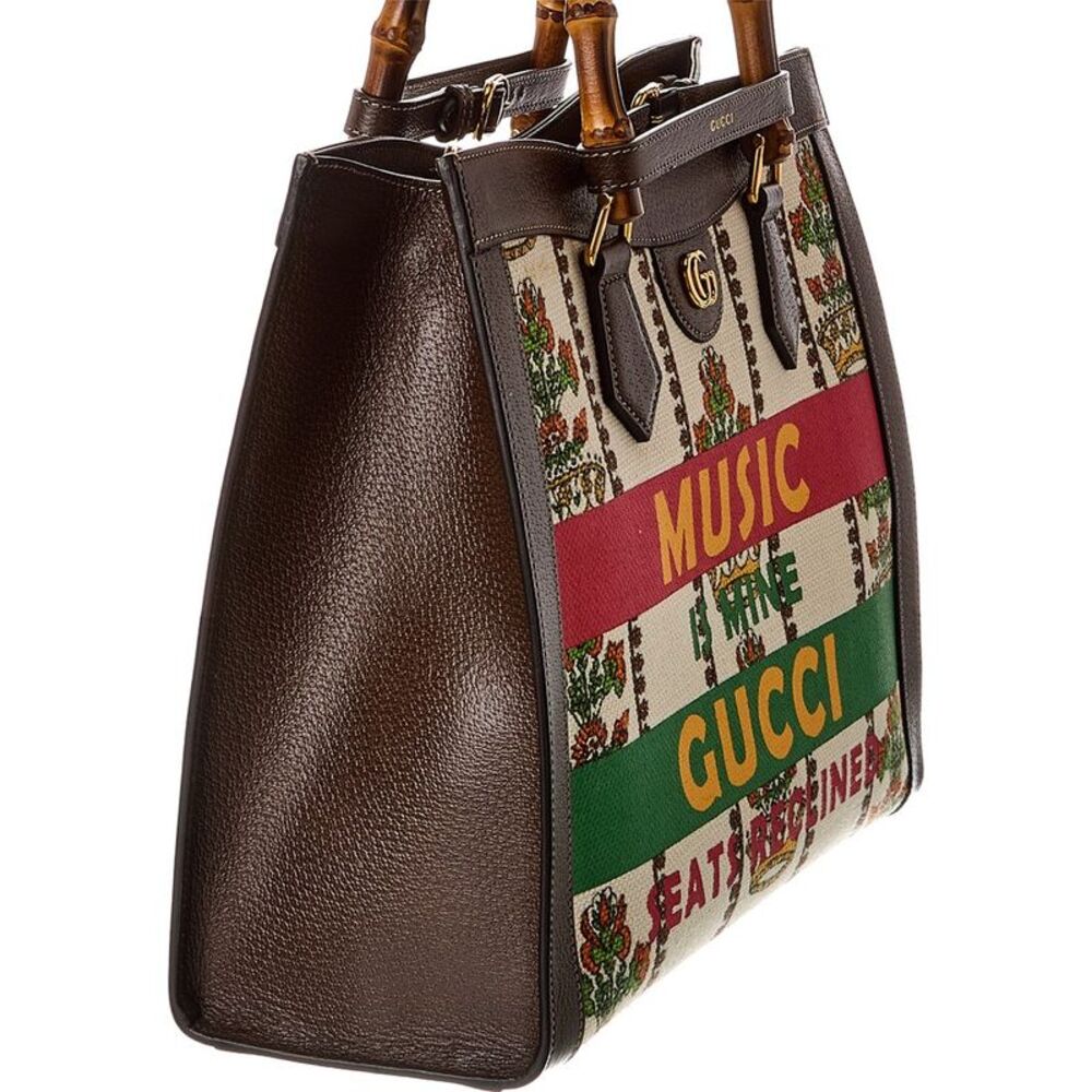 Gucci Diana Music Is Mine Medium Canvas & Leather Tote, Brown - Picture 3 of 4